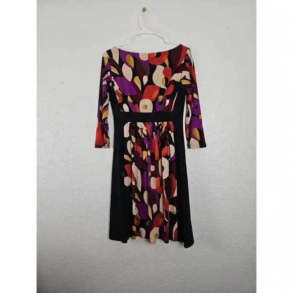 Maggy London Multicolor Long Sleeve A Line Dress Size 6 - Picture 3 of 6